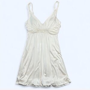 Elegant Y2K Satin Cream Slip Dress by Studio Y NWT, Size Small